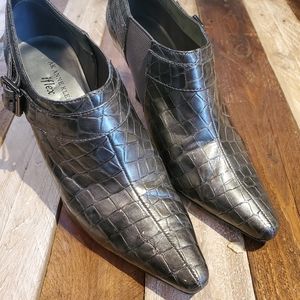 Anne Klein iflex textured ankle booties, silver